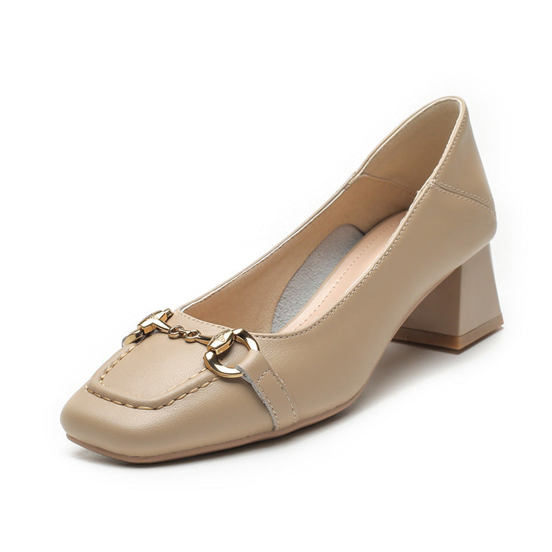 Women's British Style Genuine Mid Chunky