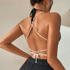 Beach Holiday Trend HCrocheting Black White Classic Bikini