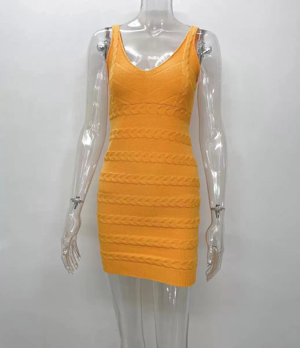 Early Niche Western Knitted Cami Dress Elegant Dress