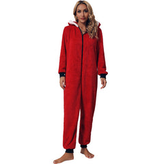 round Neck Long Sleeved Trousers Home Casual Suitable Daily Wear Plush Christmas Jumpsuit
