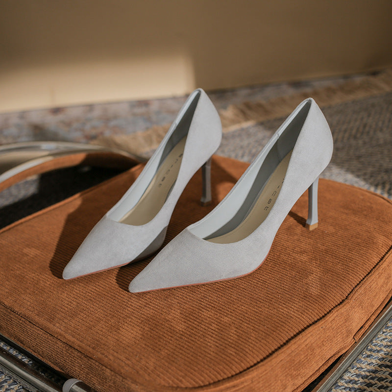Damen Spitz High Stiletto Frühling Wildleder Heels