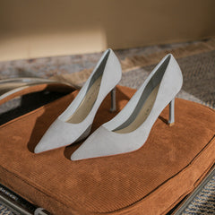 Damen Spitz High Stiletto Frühling Wildleder Heels