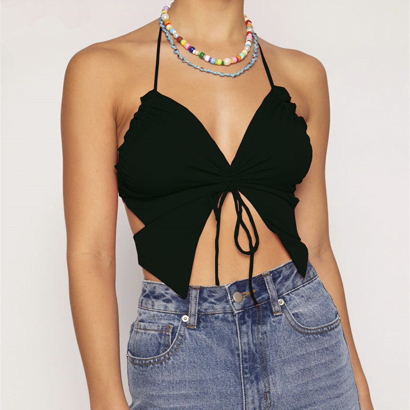 Top Tube Top Butterfly Wrapped Chest Vest