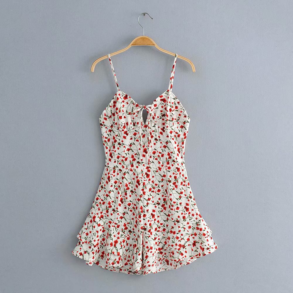 Streetable Elegant Printing Gallus Siamese Hosen Romper