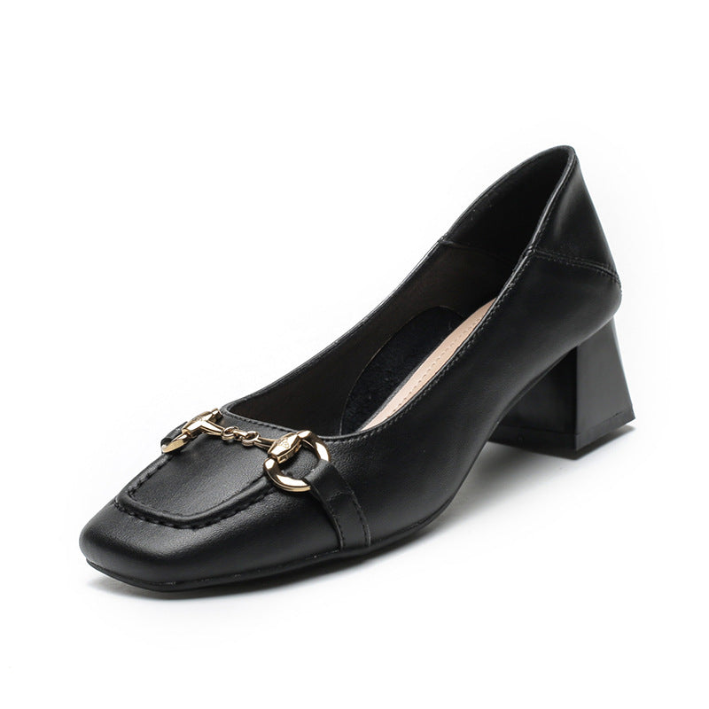 Women's British Style Genuine Mid Chunky
