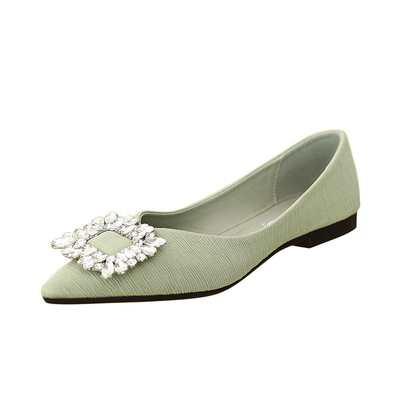 Women's Toe Rhinestone Square Buckle V Cut