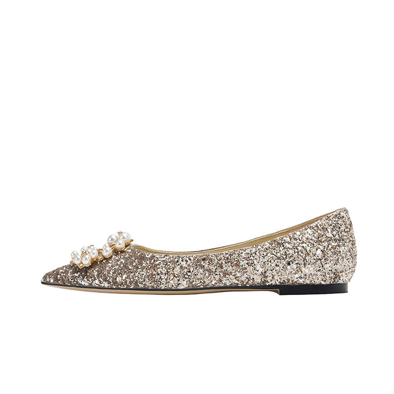 Women's Pregnant Pearl Pointed Flat Female Bridesmaid
