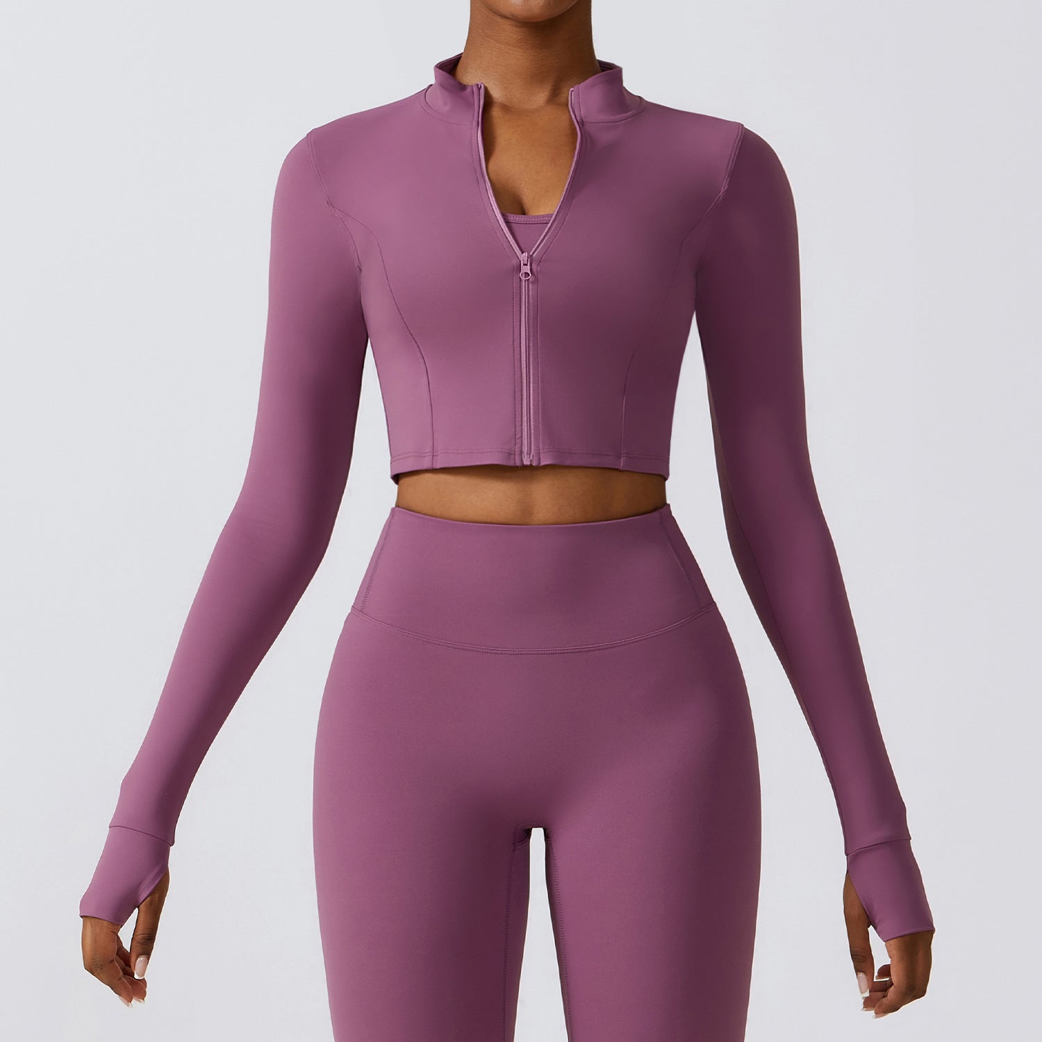 Veste de sport à fermeture éclair pour course à pied, yoga, amincissante, entraînement, manches longues, séchage rapide, pour filles