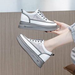Damen Plateau Mesh Oberfläche Atmungsaktiv Trendy Version