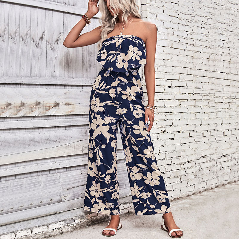 Printed Tight Red Jumpsuit