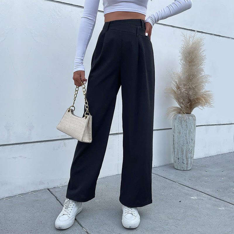 Pantalon décontracté moulant de couleur unie