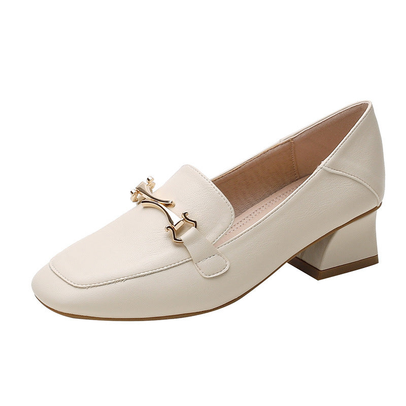 Women's Buckle Kitten Female Square Toe Soft