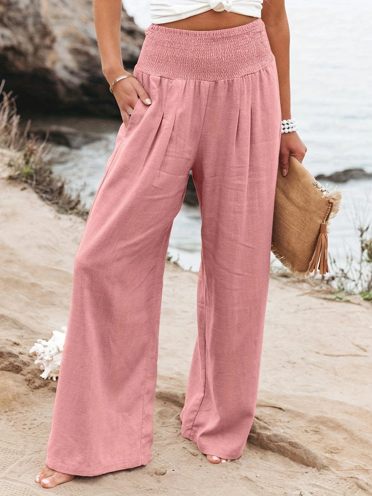 Casual Trousers Casual Cotton Distressed Mid Waist Trousers Outer Wear