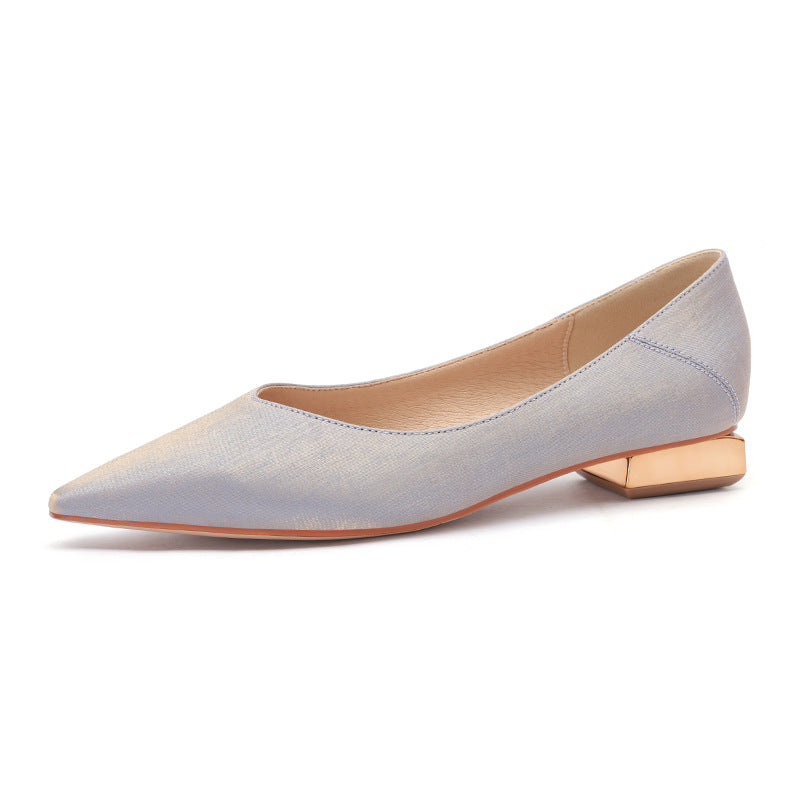Chaussures basses à bout carré pour femme, épaisses et galvanisées
