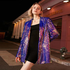 Cooler, farbiger Blazer mit Pailletten und einem Knopf