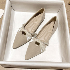 Women's Pumps Autumn Flat Lei Style Pearl