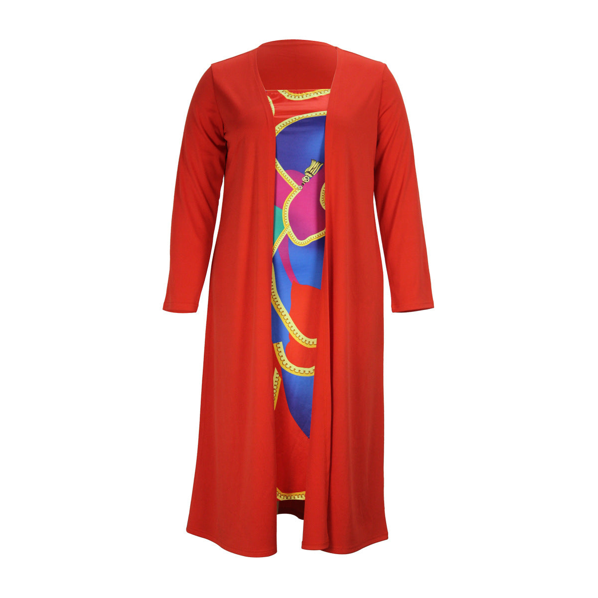 Plus Size Tube Top Dress Long Coat Two Piece Set