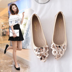 Casual Flats Shallow Mouth Rhinestone Egg