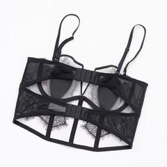 French Eyelashes Lace Lingerie Thin Back Shaping Soft Steel Ring Boning Corset Boning Corset Body Shaping Vest Bra Set