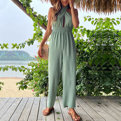 Solid Color Sling Jumpsuit