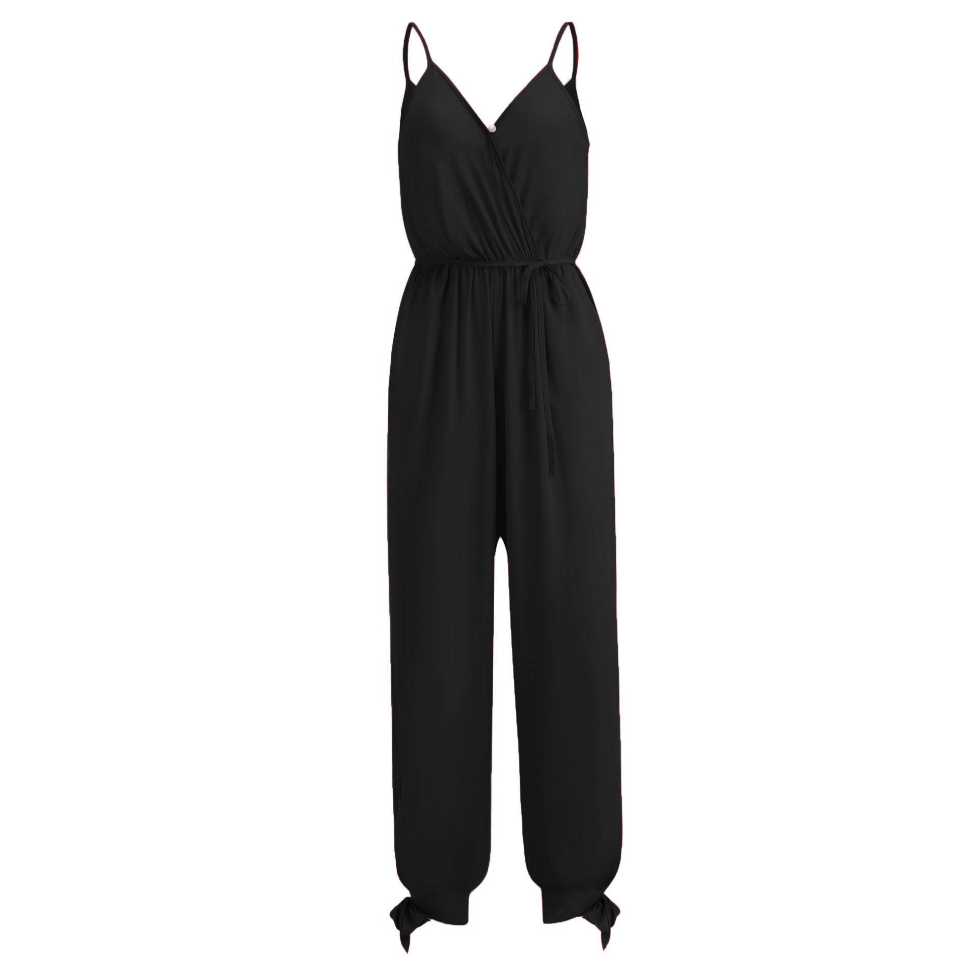 Backless Tether Deep V Plunge Plunge neck Strap Long Conjoined Trousers