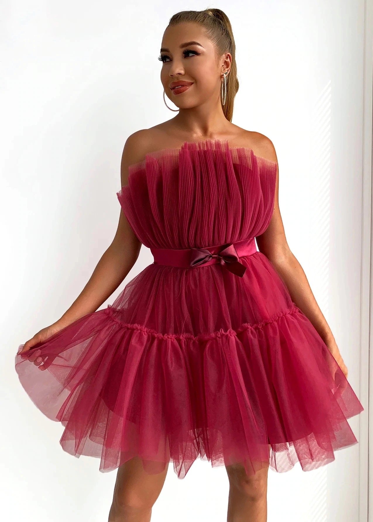 Robe tutu en maille avec nœud gracieux