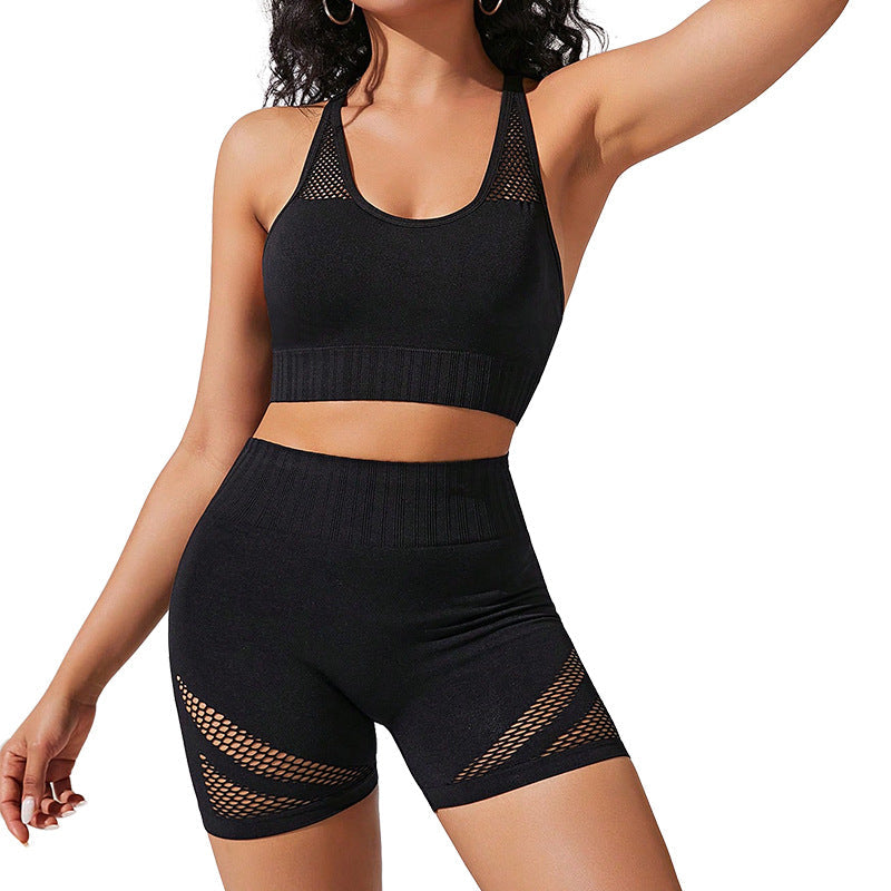 Cross Beauty Rücken-Übungs-BH, Lauf-Workout-Outfit, nahtlos, dünn, pfirsichfarben, hüftig, einfarbig, hochelastisch, Yoga-Anzug