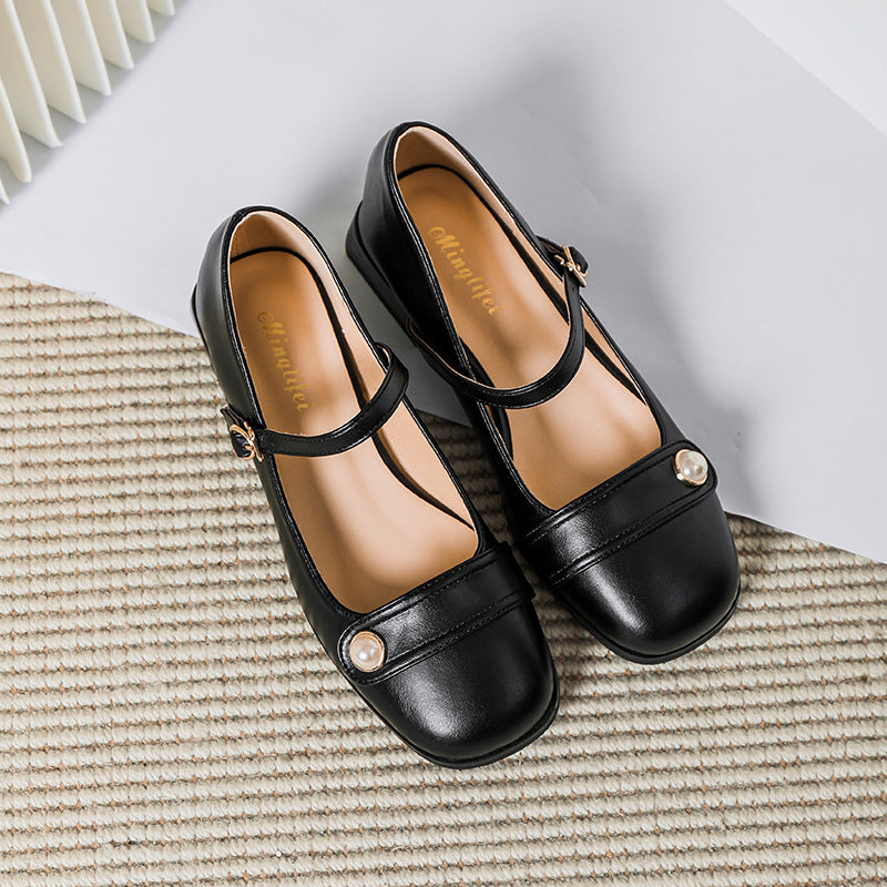 Women's Mary Jane Square Toe Chunky Mid