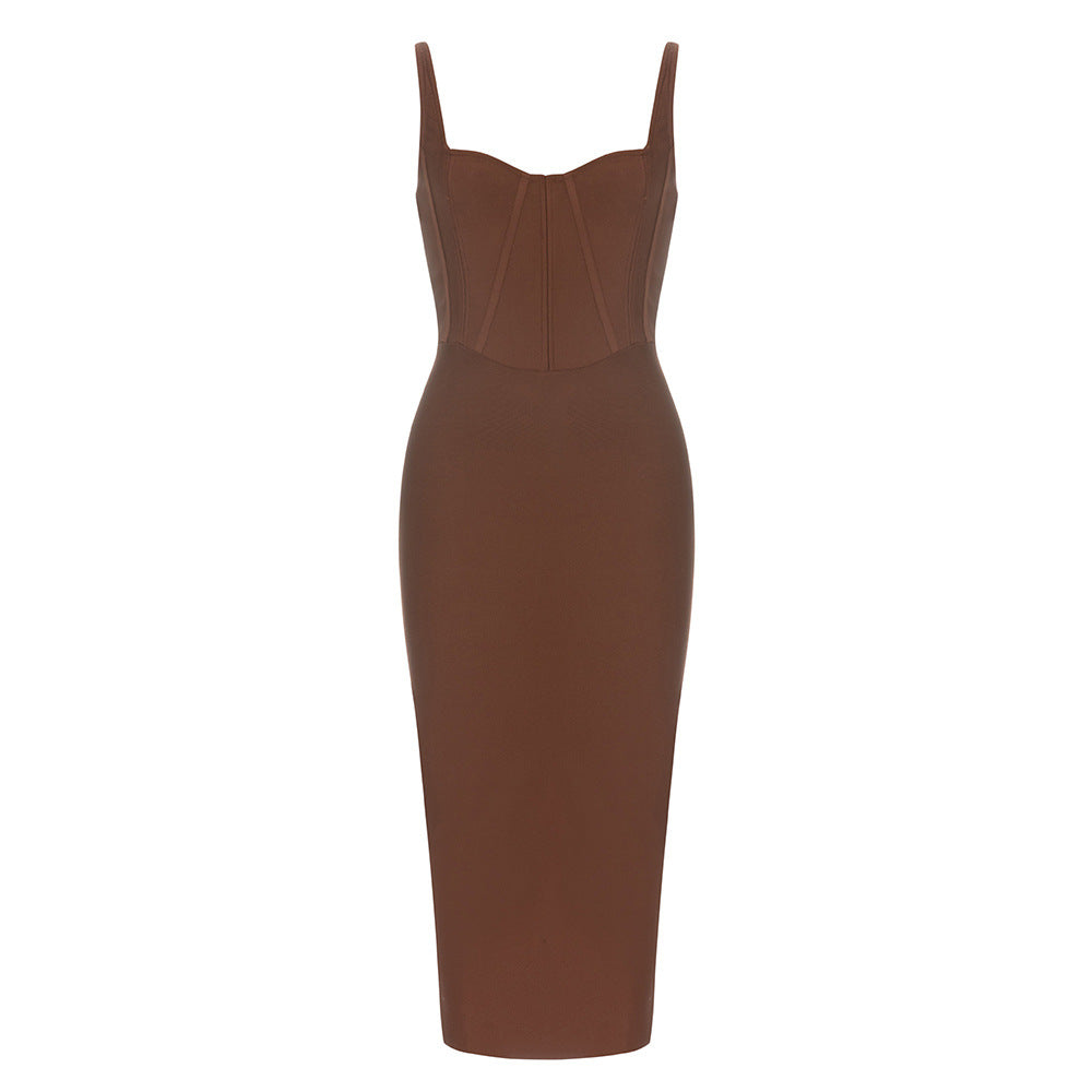 Kleid Einfaches Sling Slim Fit Partykleid Kleid