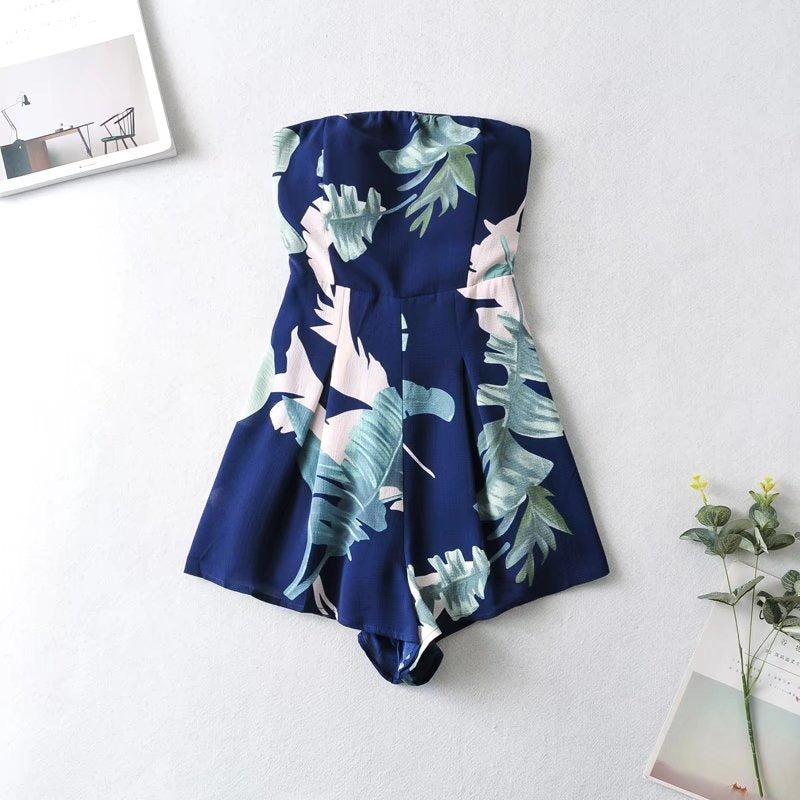 Strampler mit Tube-Top und Bananenblatt-Print