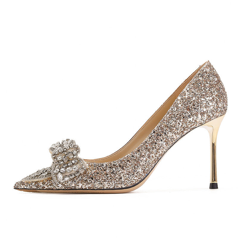 Frauen Herbst Goldene Strass Bogen Braut Kristall