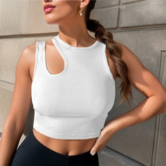 Cropped Sleeveless Top Tight Solid Color Vest