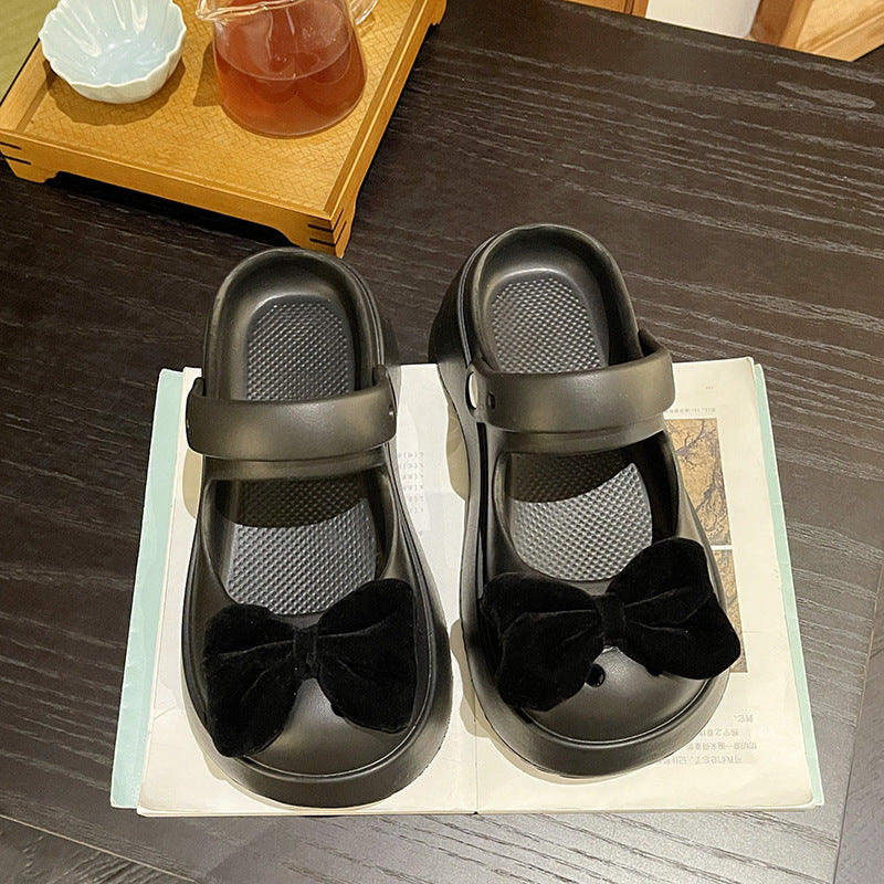 Klassische attraktive Damen Schwarz Sommer Plattform