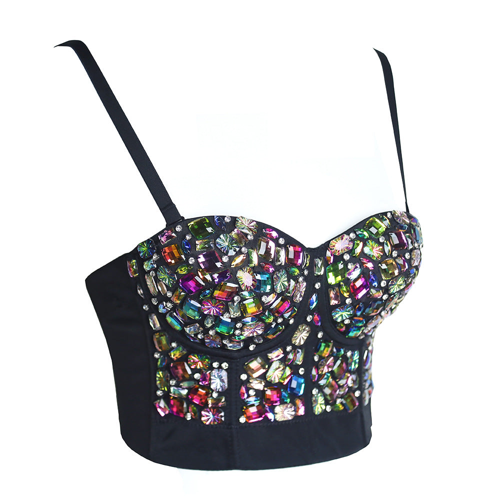 Beaded Tube Top Beauty Back Strap Variety Show Acrylic Diamond Performance Wear Corset