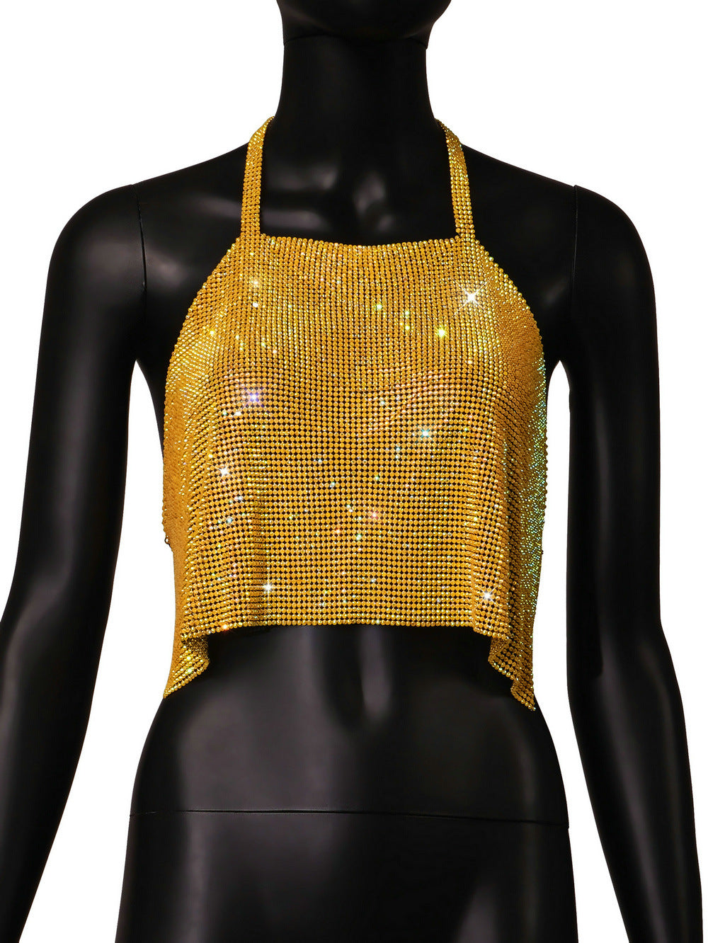 Quick Nightclub Metal Shiny Diamond Backless Square Collar