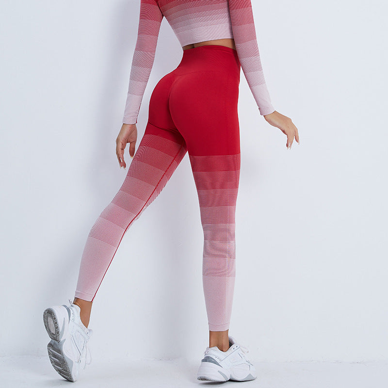 Gradient Sports Long Sleeve Trousers Suit Fitness Running Yoga Long Sleeve Tights