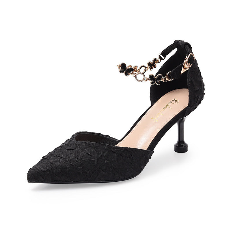 Escarpins creux pour femmes, talons hauts à boucle papillon