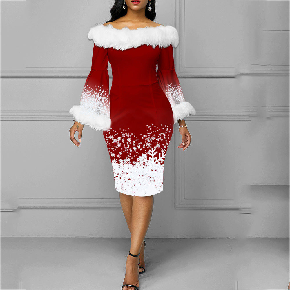Christmas Long Long Sleeve Sheath Dress
