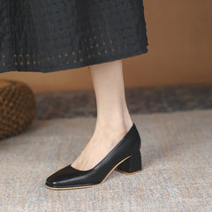 Women's Chunky Pumps Mid Professional Black High
