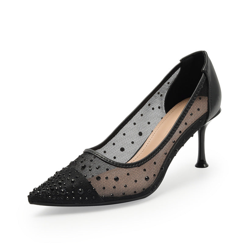 Creative Women's Pointed French Rhinestone Mesh