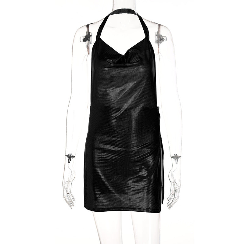 Robe fendue slim à dos nu de couleur unie