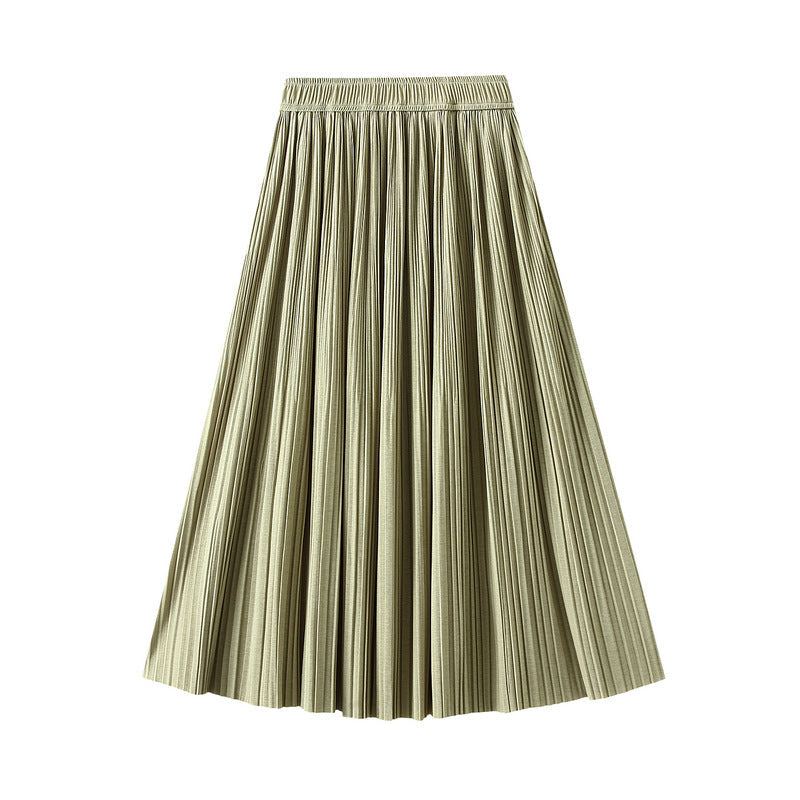 Draping Effect Pleated Skirt Skirt High Grade Mid Length A line Skirt