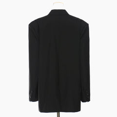 Oversize Black White Stitching Contrast Color Loose Thick Thread Blazer