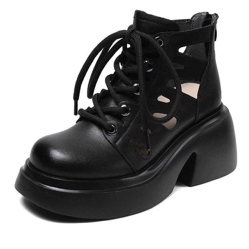 Women's Thick-soled Retro Cowhide Roman Female