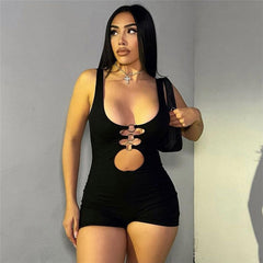 Cutout High Waist Sleeveless Skinny Sheath Sports Jumpsuit