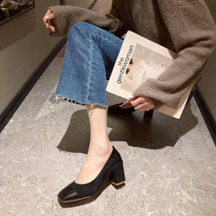 Chaussures hautes à bout carré pour femmes, style début de printemps
