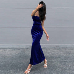 Waisted Slim Fit Package Hip Backless Fishtail Dress Party Dress