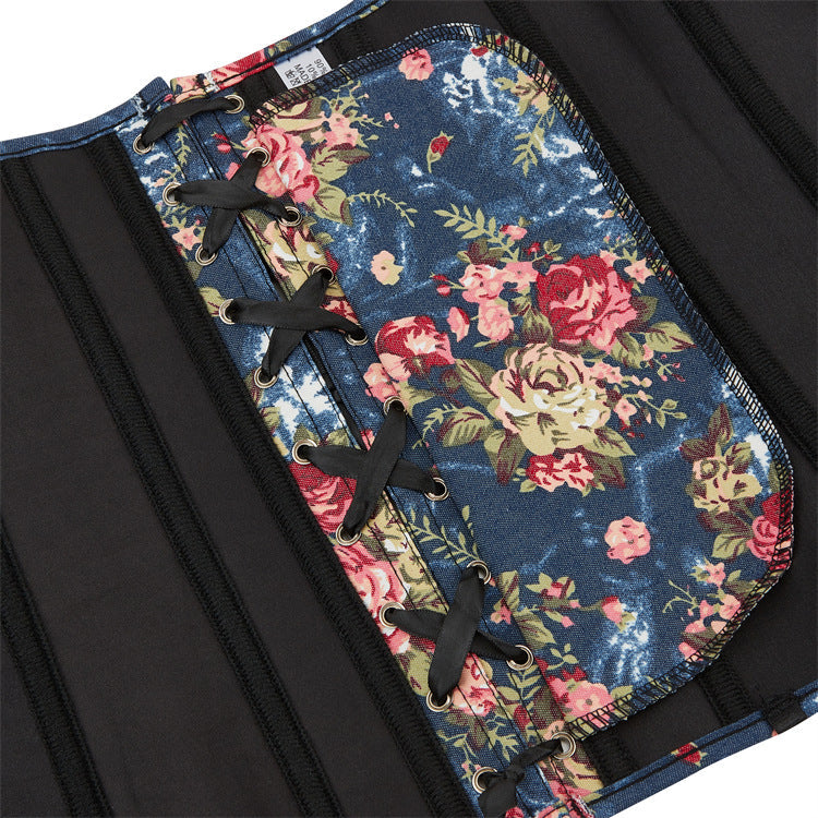 Retro Palace Blue Small Floral Shapewear Bodybuilding Girdle Girdle