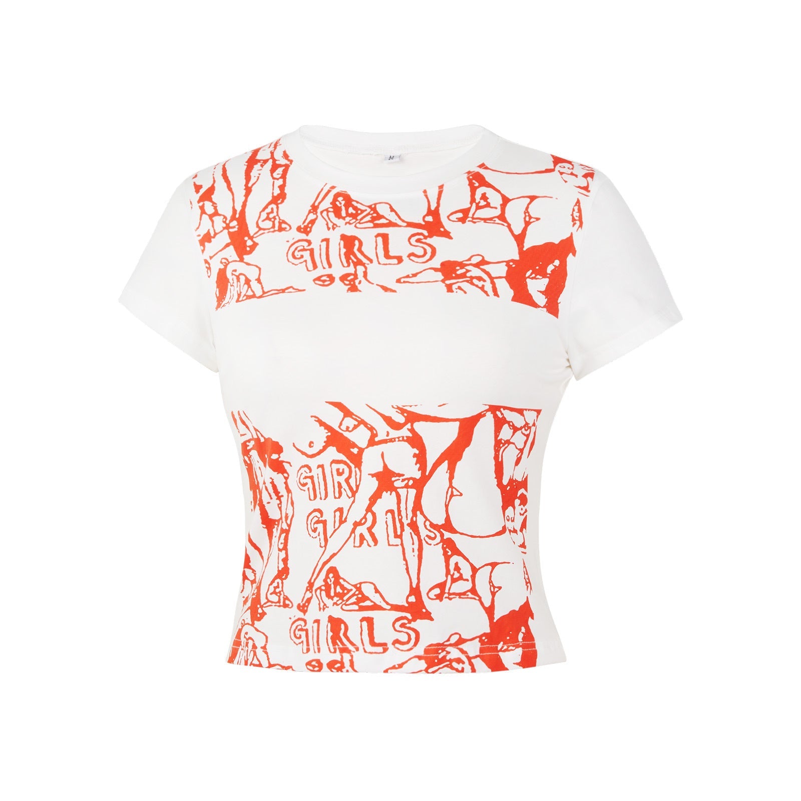 T shirt Casual Millennium Abstract Pattern Print Cropped Cropped T shirt