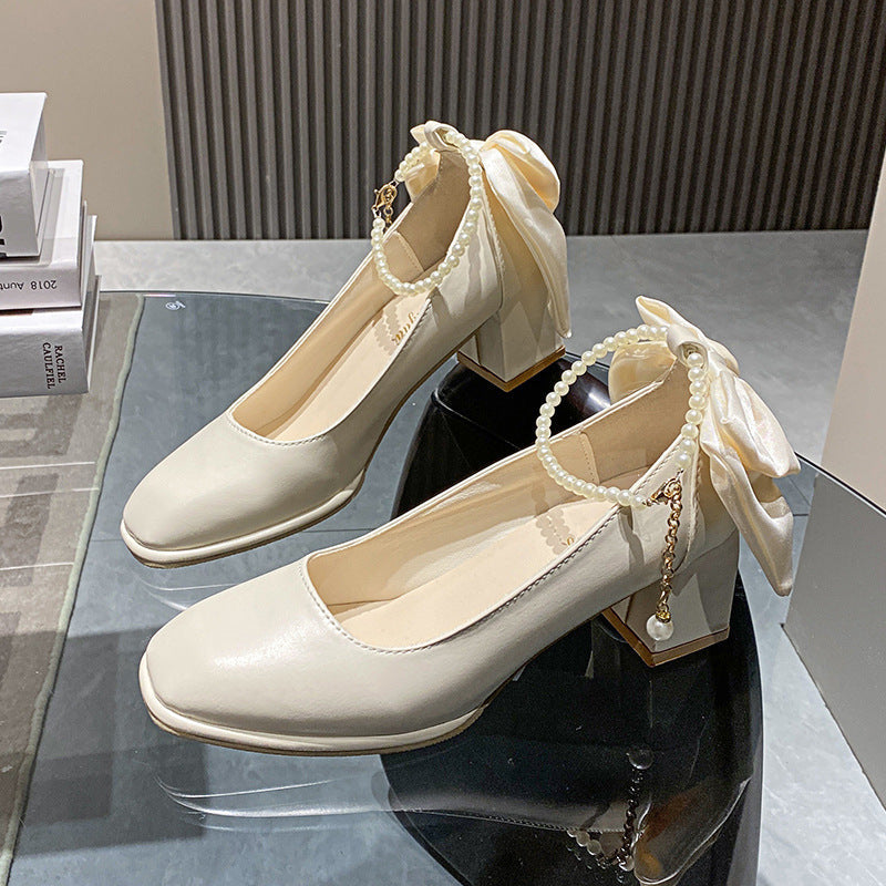 Women's Bow Fairy Style Chunky Pearl